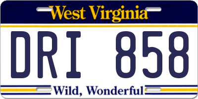 WV license plate DRI858