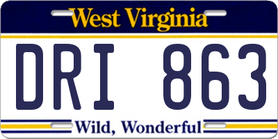 WV license plate DRI863