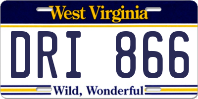 WV license plate DRI866