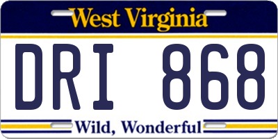 WV license plate DRI868