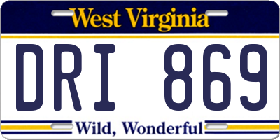 WV license plate DRI869