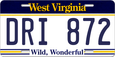 WV license plate DRI872