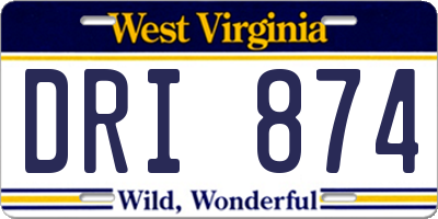 WV license plate DRI874
