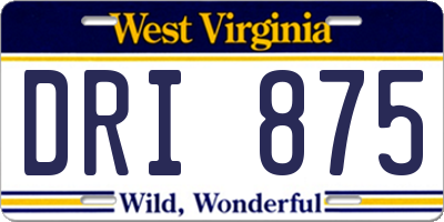 WV license plate DRI875