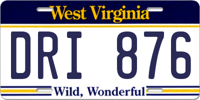 WV license plate DRI876