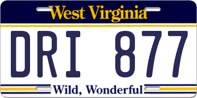WV license plate DRI877