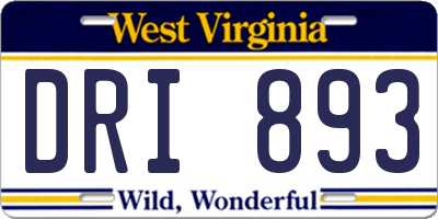 WV license plate DRI893