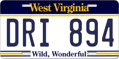 WV license plate DRI894