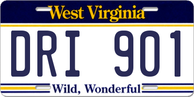WV license plate DRI901