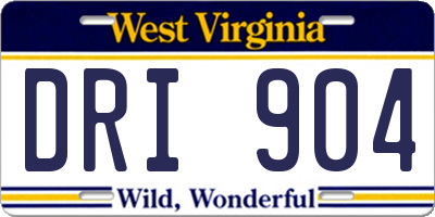 WV license plate DRI904
