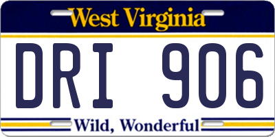WV license plate DRI906