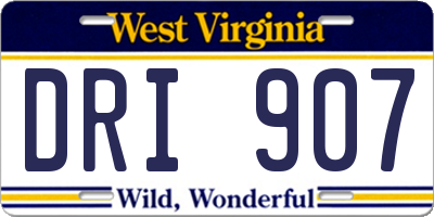 WV license plate DRI907