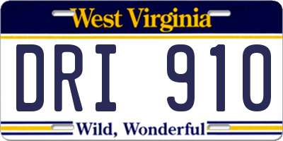 WV license plate DRI910