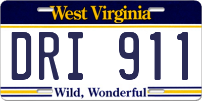 WV license plate DRI911