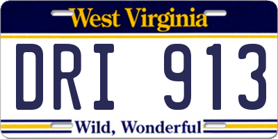 WV license plate DRI913