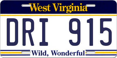 WV license plate DRI915