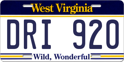 WV license plate DRI920