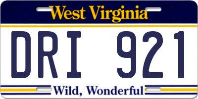 WV license plate DRI921