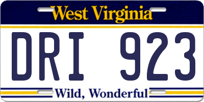 WV license plate DRI923