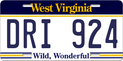WV license plate DRI924
