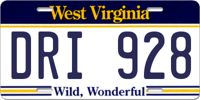 WV license plate DRI928