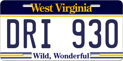WV license plate DRI930