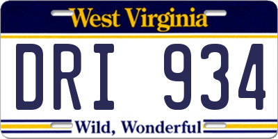 WV license plate DRI934