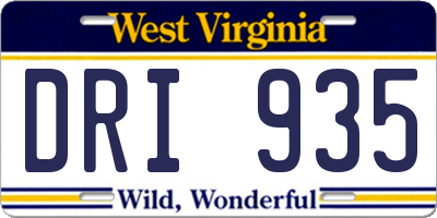 WV license plate DRI935