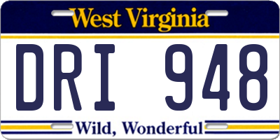 WV license plate DRI948