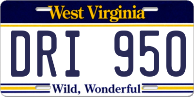 WV license plate DRI950