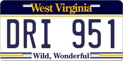 WV license plate DRI951
