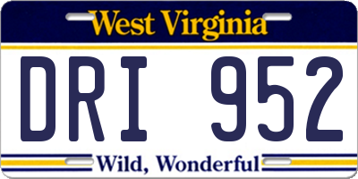 WV license plate DRI952