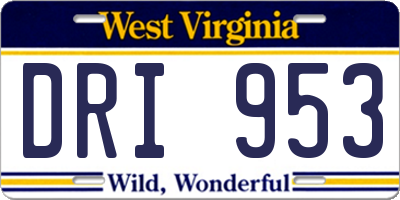 WV license plate DRI953