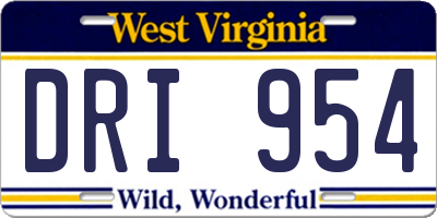 WV license plate DRI954