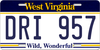 WV license plate DRI957