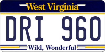 WV license plate DRI960