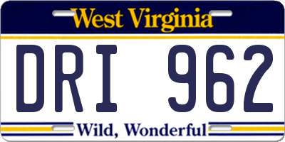 WV license plate DRI962