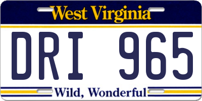 WV license plate DRI965