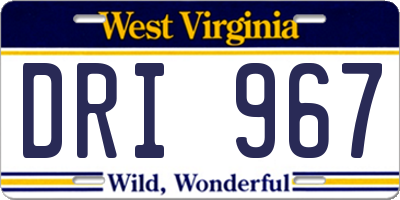 WV license plate DRI967