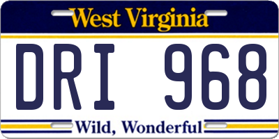 WV license plate DRI968