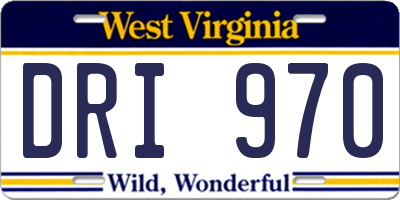 WV license plate DRI970