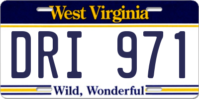 WV license plate DRI971