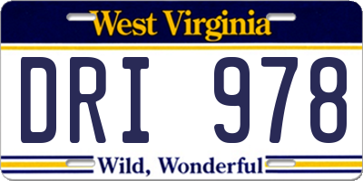 WV license plate DRI978