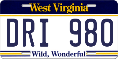 WV license plate DRI980