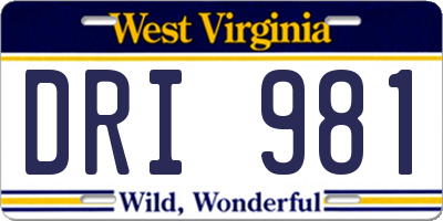 WV license plate DRI981