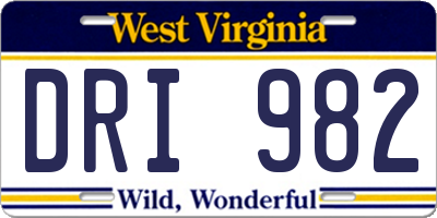 WV license plate DRI982