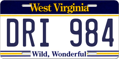 WV license plate DRI984