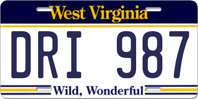 WV license plate DRI987