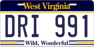 WV license plate DRI991