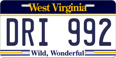 WV license plate DRI992